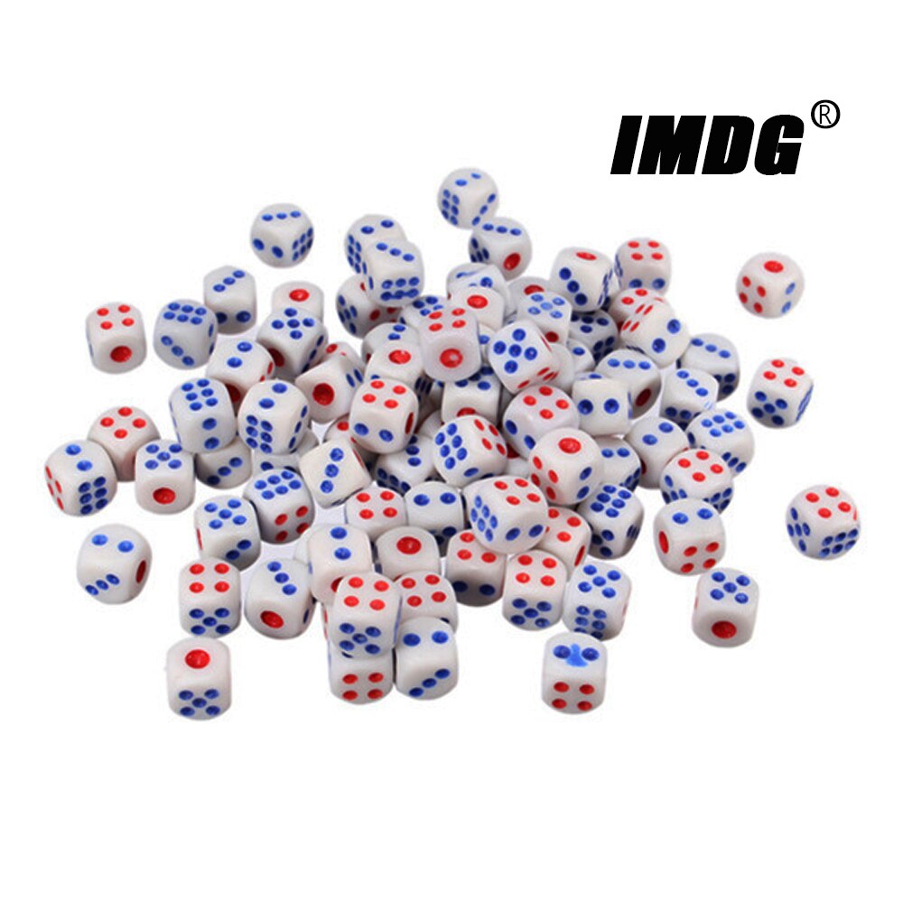 100 stks/pak Acryl Dobbelstenen 10mm Boutique Game Wit Ronde Hoek Rekwisieten Dobbelstenen