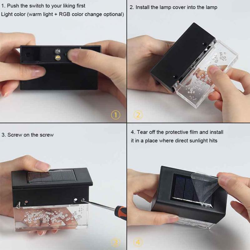 Solar Power Light Sensor Led Outdoor Lighting Porch Courtyard Garden Fence Path Lights Waterproof Landscape Step Deck Solar Lamp