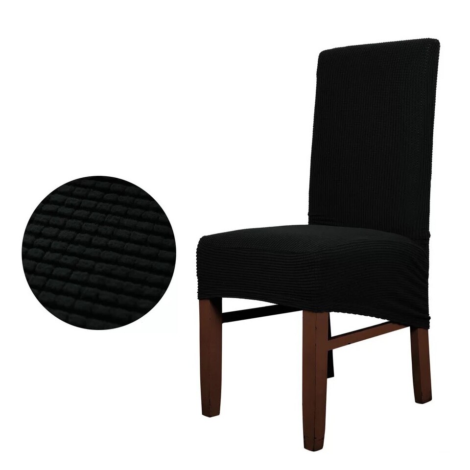Polyester gitter stolebetræk lang ryg europa stil sæde stole betræk til restaurant hotel fest banket ryg højde 55-70cm: Sort