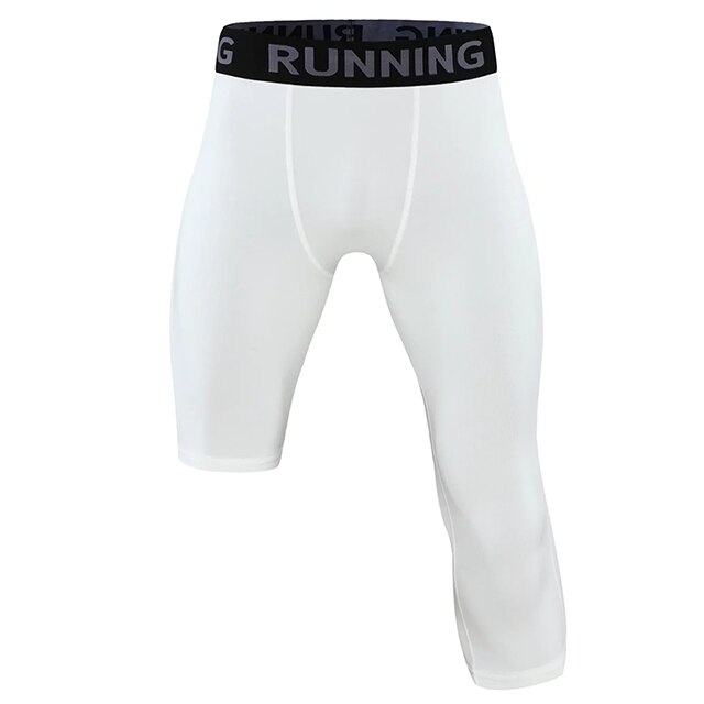 Homens correndo compressão apertado fitness roupas apertadas esporte sweatpants basquete inferior treinamento jogging ginásio apertado: White / XL