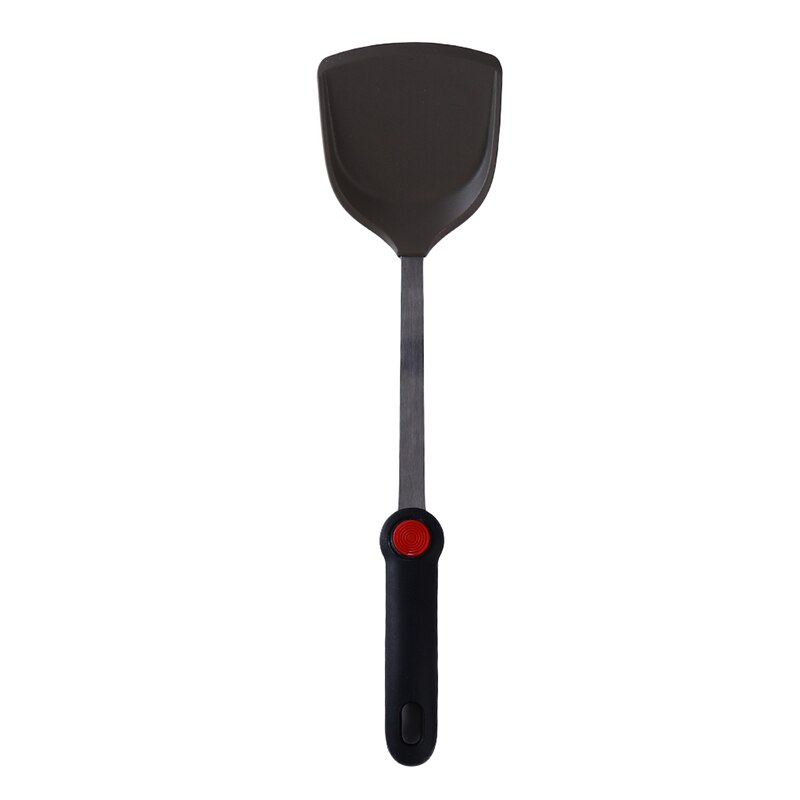 Espátula de silicona antiadherente con mango de acero inoxidable, pala de Wok, tortita de silicona, cuchara para cocina, utensilios: Grey spatula