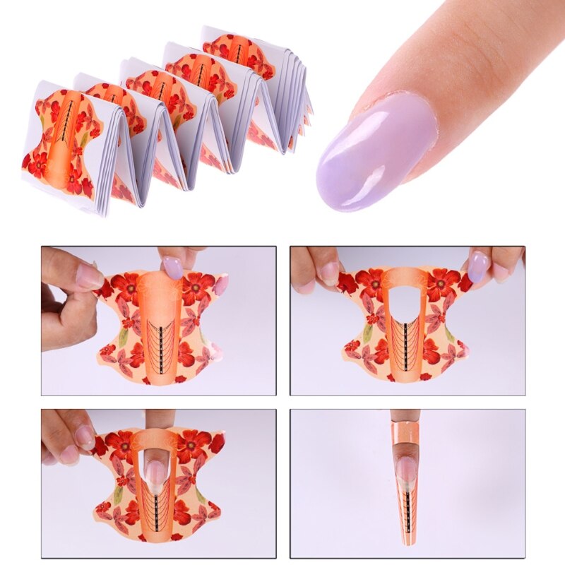 100Pcs Vierkante Vorm Sticker Nagel Vorm Voor Acryl Uv Nail Art Sticker Pro Roll