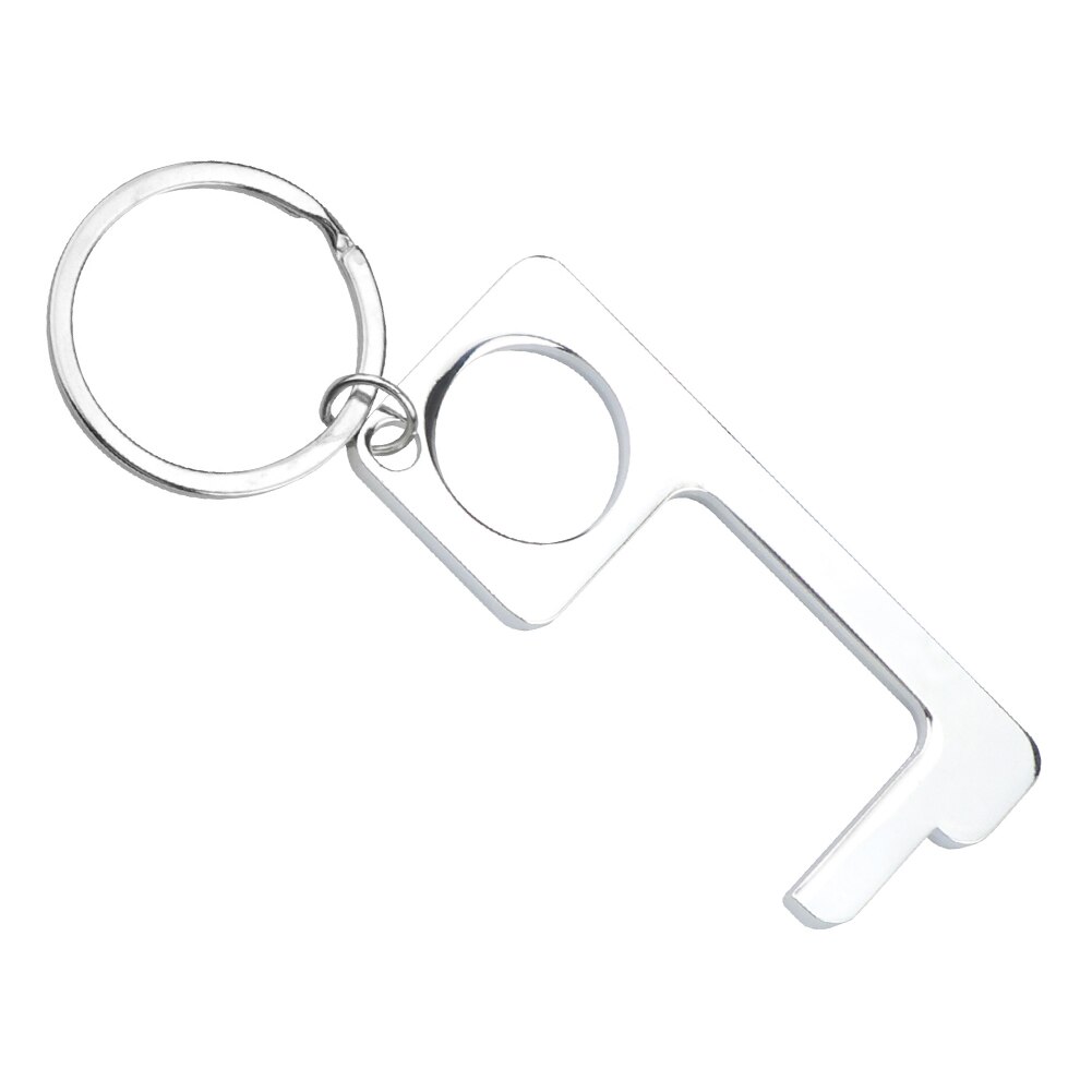 Portable EDC Door Opener Press Elevator/Door Handle Tool with Hook Antimicrobial Alloy Mini Door Opener: sliver