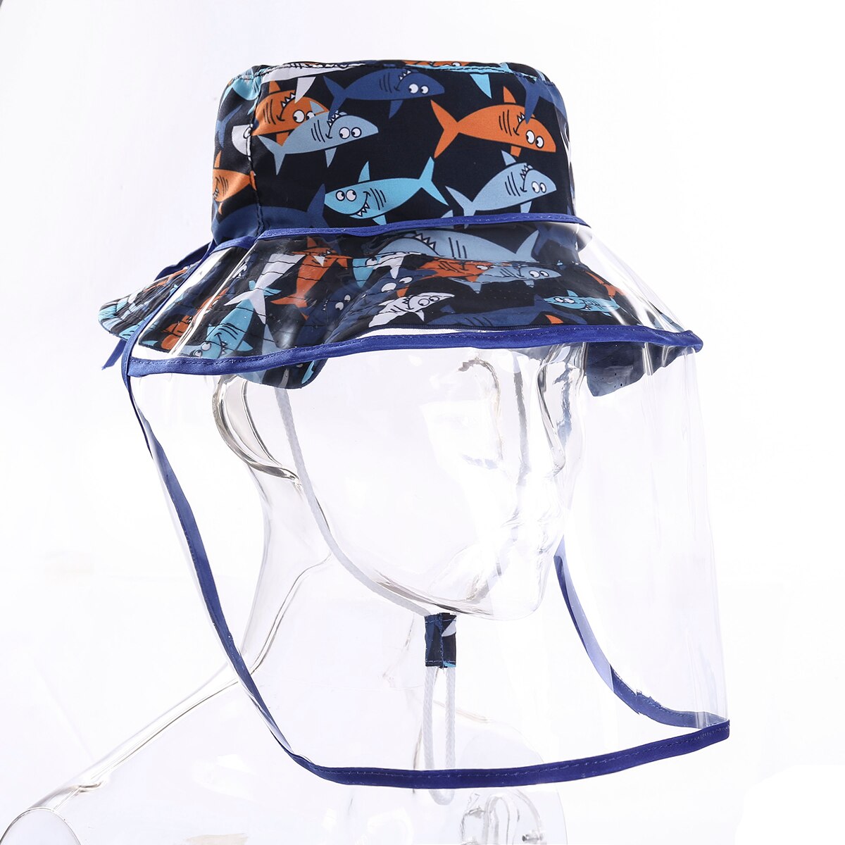 Trend Kids Protective Waterproof Bucket Hat Floral Cartoon Print Fisherman Cap with Removable Full Face Shield: 6 / S