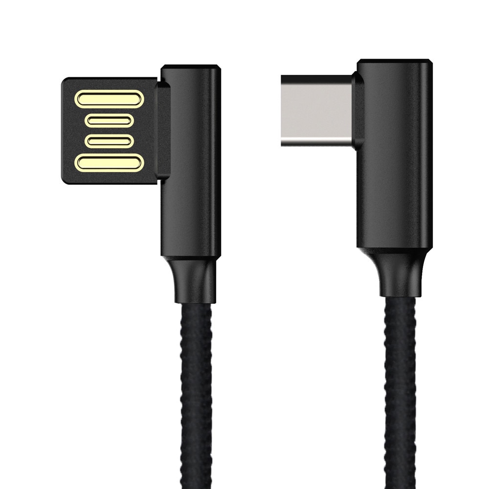 90 Degree Right Angle Micro USB 2.0 USB 3.1 Type-C Charge Cable L-shape Braided Data Sync Charge Mobile Phone Wire Cable