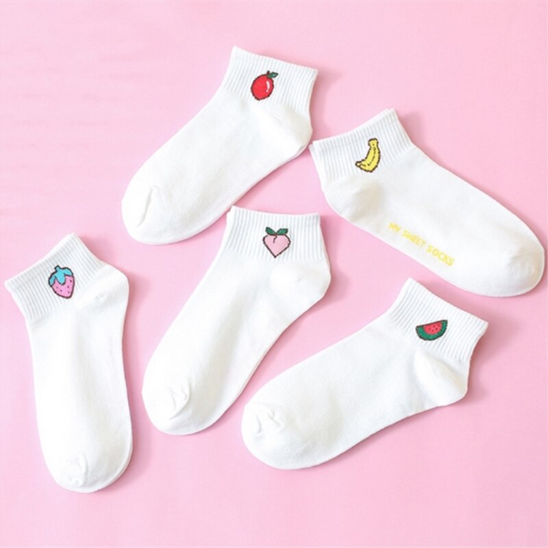 1 Pair Cartoon Cute Women Short Socks Spring Summer Autumn Cotton Fruit Comfortable Socks