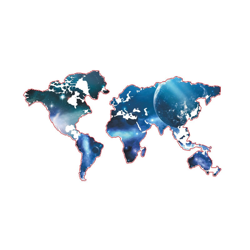 3D Blue Planet World Map Wall Stickers kids room Living room office background Home Decor Art Decals poster sticker Wallpaper