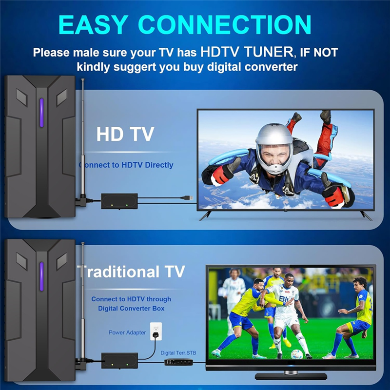ABSQ-Powerful Outdoor Indoor Strong Signal HDTV DVBT2 HD 4K Full TV Signal Amplifier Digital Antenna For High-Range TV