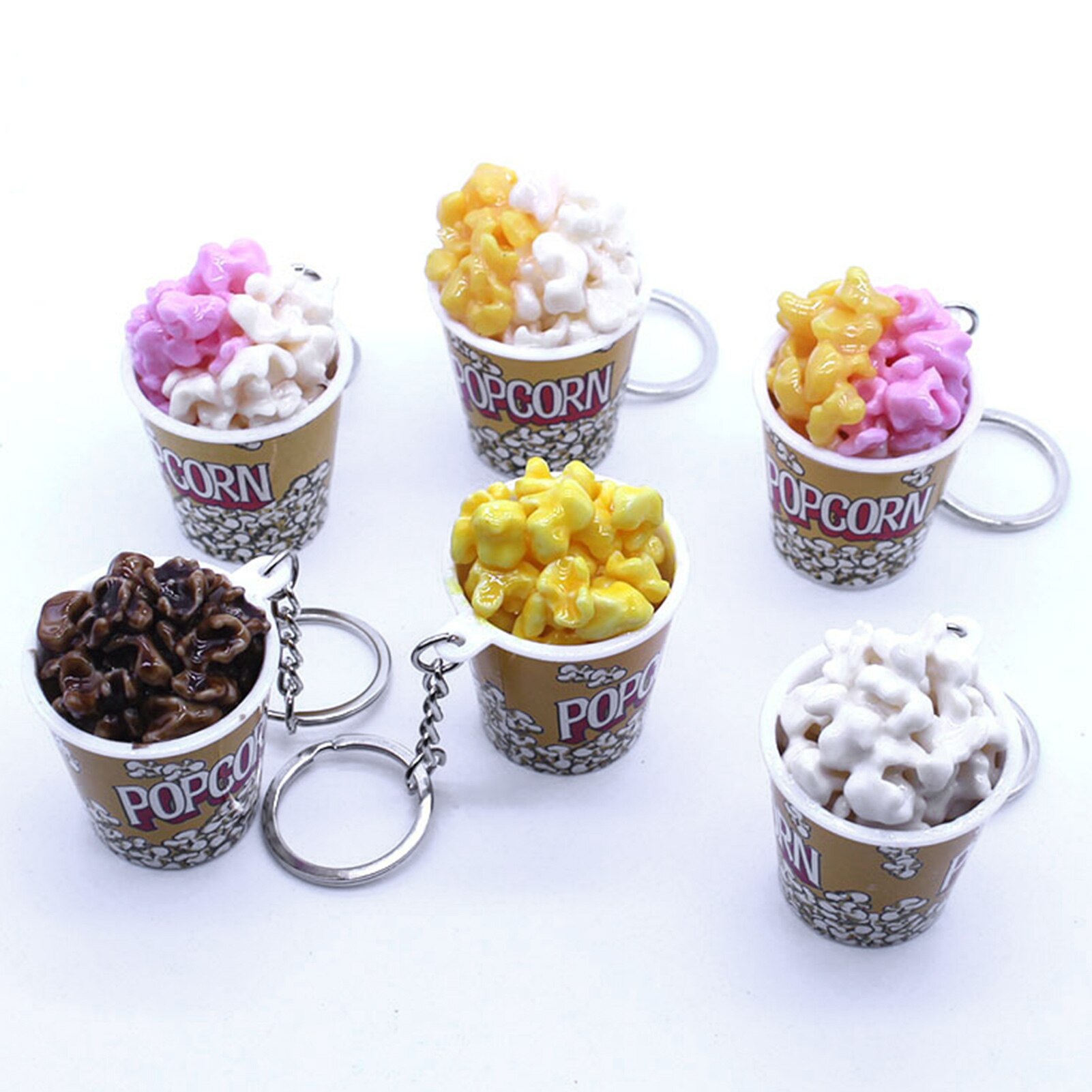 LLavero de cubo de palomitas de maíz de simulación creativa, Mini taza de tentempié colgante de llavero, , juguetes educativos para niños,