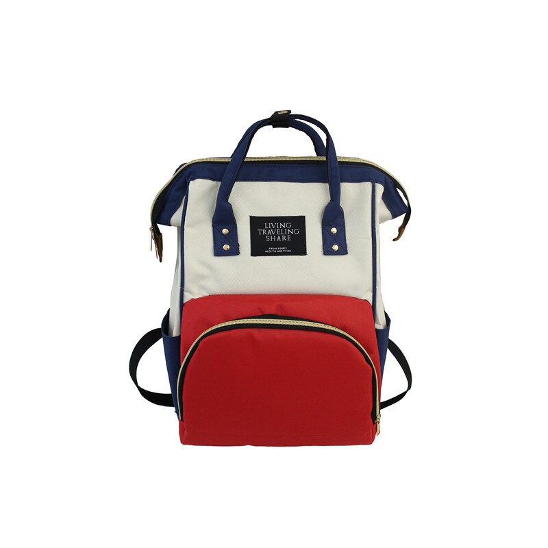 Luiertas Moeder En Baby Luiertas Stijl Mode Grote Capaciteit Multifunctionele Hand Rugzak: Blue and Red Mixed Colors