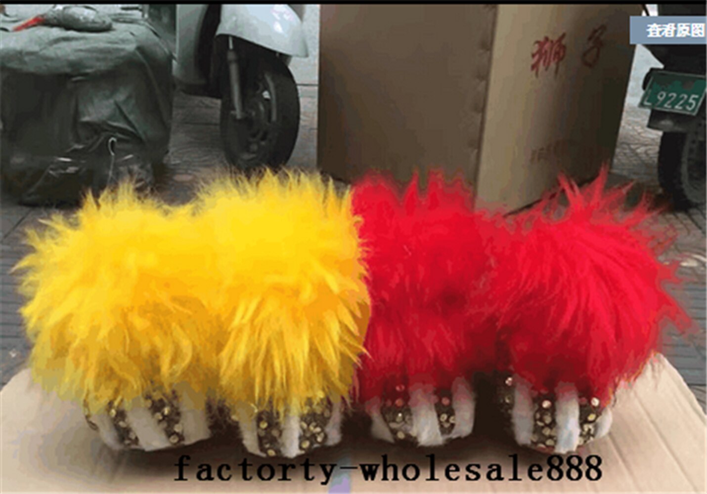 Chinese Folk Art Lion Dance Shoes Wool Southern Lion Luminous Shoes 1 Pair Adults Cosplay Handmade