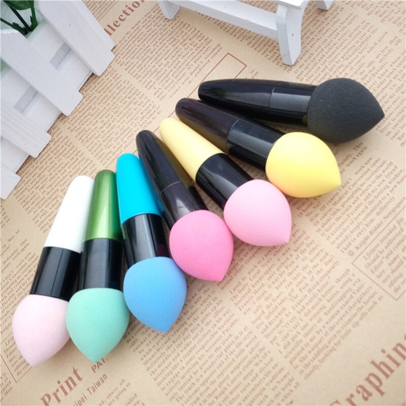 Portable Candy Color Handed Beauty Sponges Foundation Sponge Handle Makeup Puff Cosmetic Sponge Face Make Up Powder Puff Tool