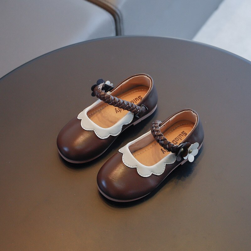 Lente/Herfst Kinderen Leren Schoenen Baby Peuter Flats Comfortabele Student Toevallige Prinses Meisjes Prestaties Kids 02A: Bruin / 30