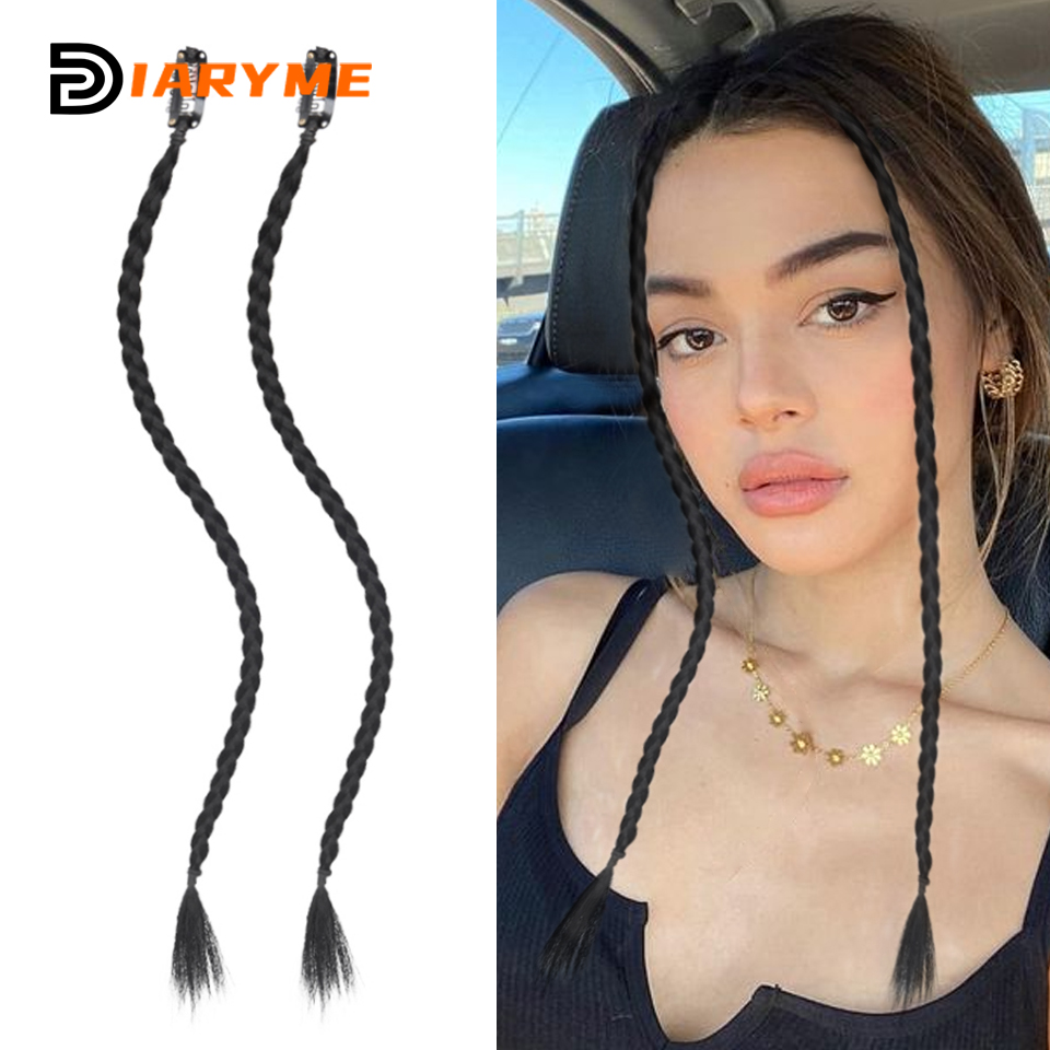 Trenzas de peluca sintética con Clip, trenza de boxeo, rastas, Clip en extensión de cabello, trenzas sucias negras y marrones, trenza Boxer resistente al calor
