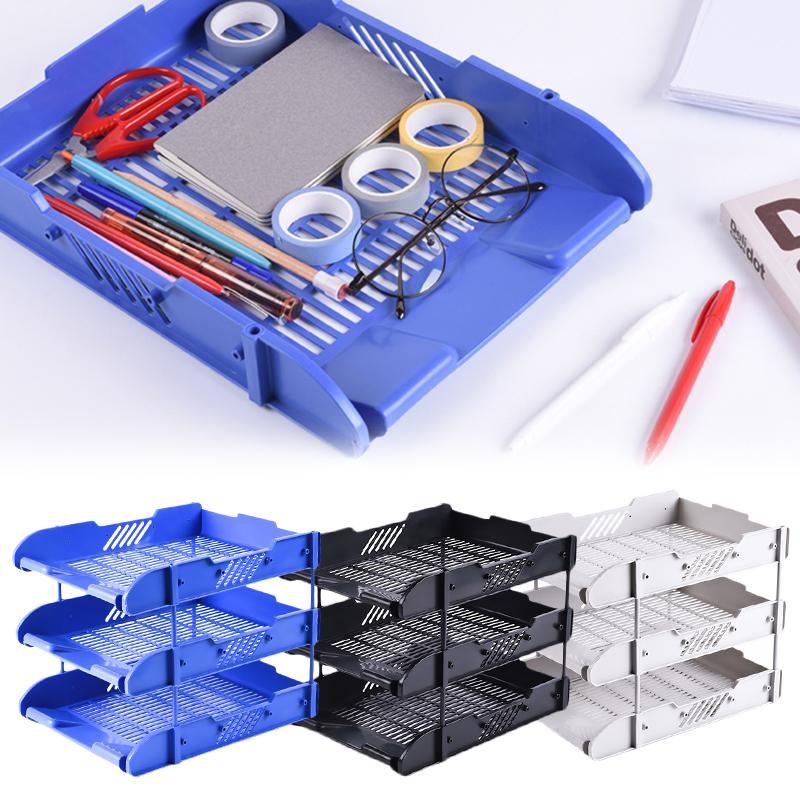 Desk Organizer 3 Trays File Holder File Tray for Letter Paper Document Office Desktop
