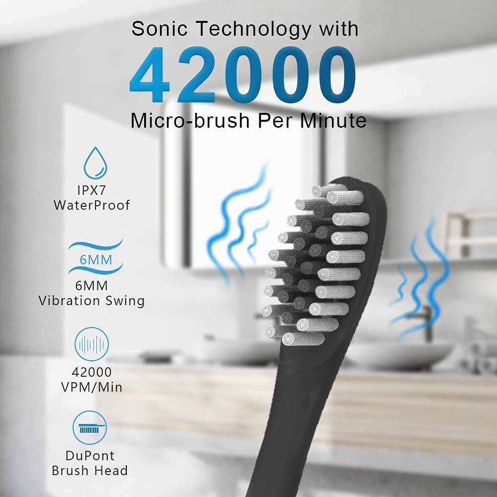 Schall- Elektrische Zahnbürste + Zahn Pinsel Kopf + Reise Kasten + Zahnbürste Halfter Ultra Schall- Automatische USB Aufladbare IPX7 Wasserdicht