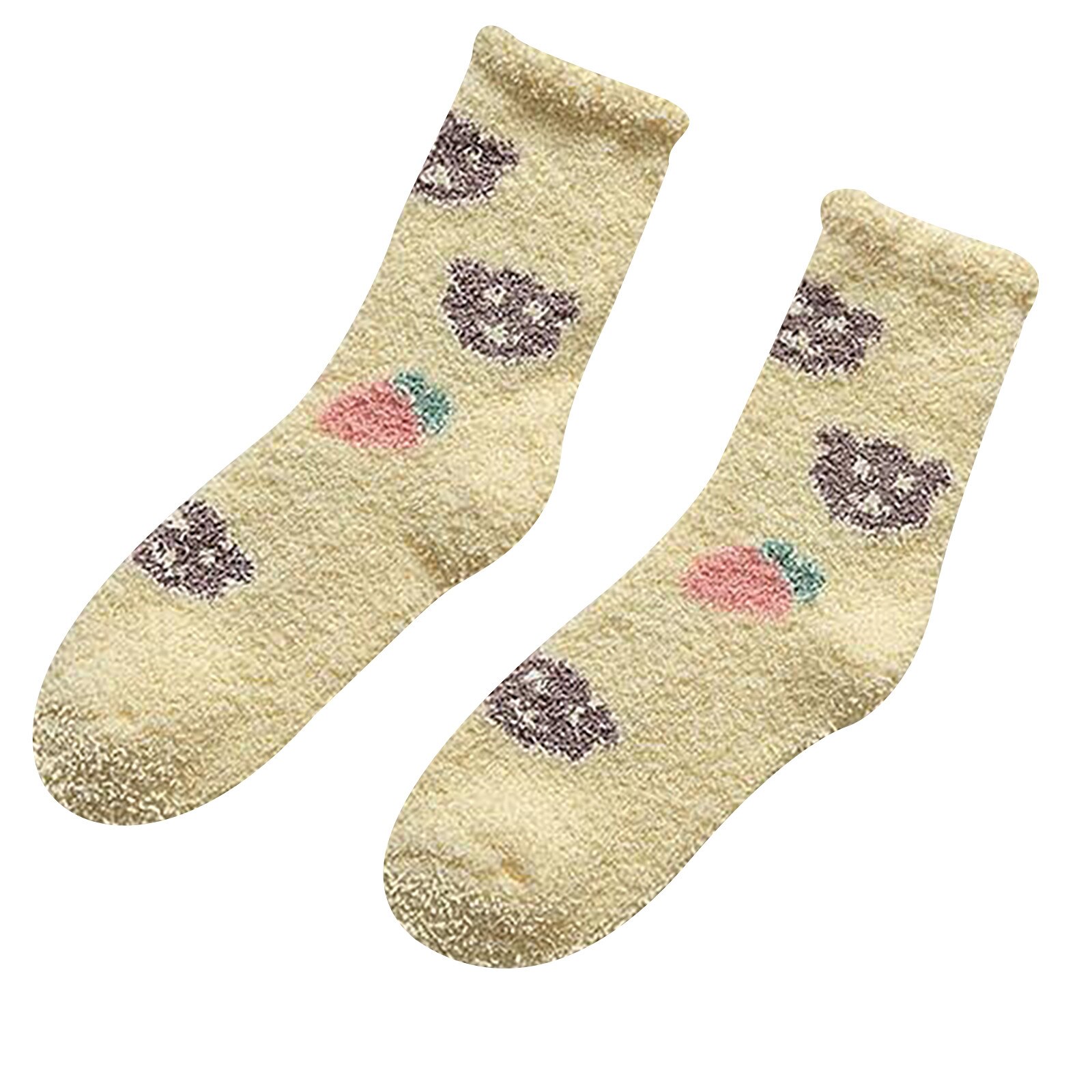 Chaussettes imprimées en Polyester pour femmes, chaussettes épaisses, respirantes, chaudes, confortables, à la: YE