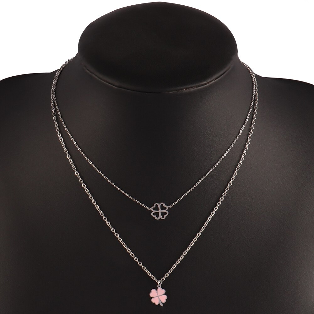 Trendy Product Stainless Steel Necklace For Women Gold Silver Color Charm Flower Butterfly Pendant Necklace Jewelry: B0261