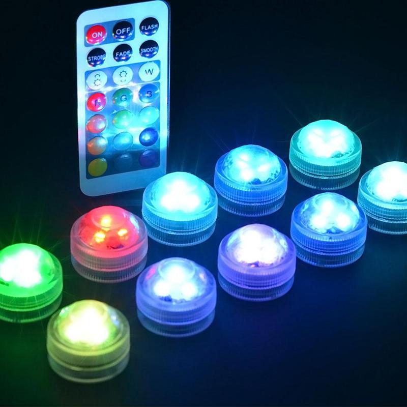 10X Waterdichte Afstandsbediening Gekleurde Led Licht Grens Stijl Efx Accent Multi-color Afstandsbediening Dompelpompen Duiken Licht