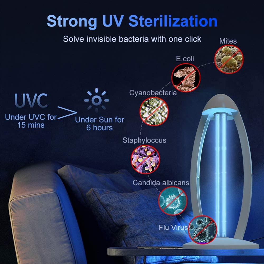 UV Light Sanitizer 38W UVC Disinfection Lamp Remote Control Germicidal Lamp Steriliser Light