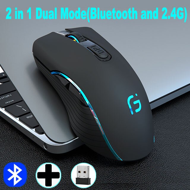 Wireless High Gaming Mouse bluetooth 2400 DPI ESports RGB Lighting Recharge Dual Mode Mouse 2.4G Mice for Macbook ASUS DELL HP: Dual mode (2 in 1)