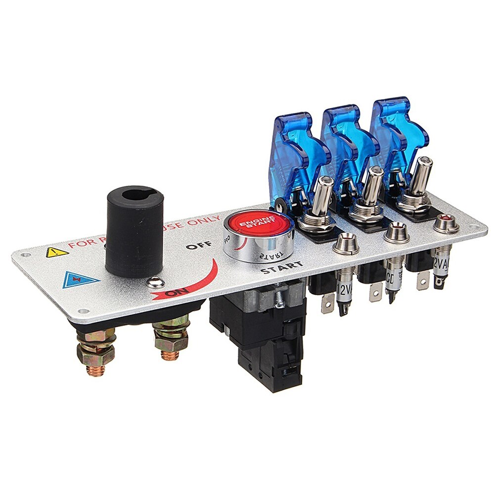 Racing Car Ignition Switch Panel Auto 12V LED Toggle Ignition Switch Panel Engine Start Push Kit Set Car String