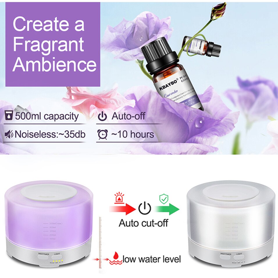 Difusor de Aroma para el hogar, Humidificador ultrasónico con luz LED que cambia de color, música, Bluetooth, 500ML, 12W
