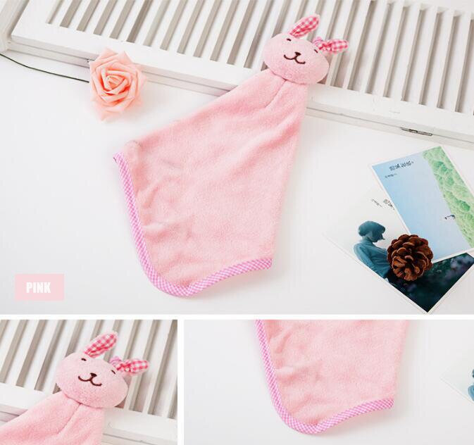 Baby Infant Coral Velvet Hand Towel Cartoon Animal Rabbit Kitchen Hanging Bath Wipe Towel Washcloths Kids Handkerchief