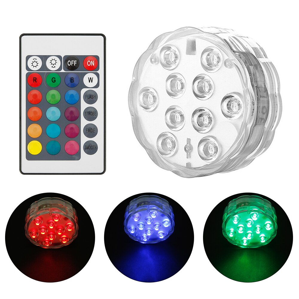 4 stk nedsænket led lys til swimmingpool spa fest  ip68 vandtæt undervands lampe fjernbetjening led pool lys