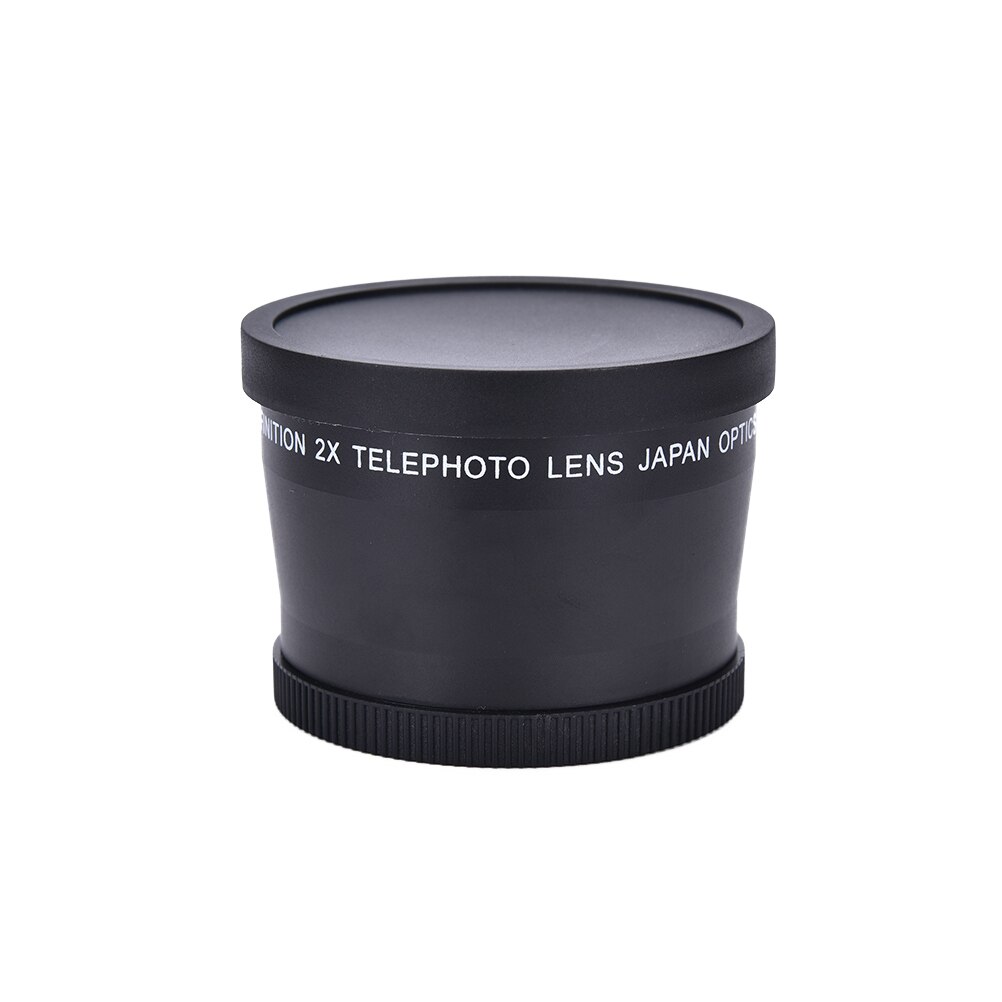 Lente teleobjetivo de 58mm2.0X + paño de limpieza para Canon Nikon Sony Pentax teleobjetivo con tapa delantera tapa trasera bolsa de lente