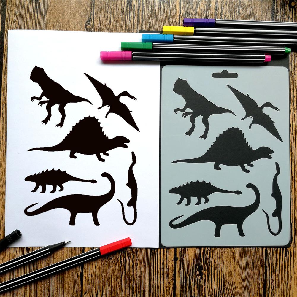 12pcs Animal Stencils Set With 10 Fineliner Color Pen Plastic Drawing Painting Templates Scrapbooking Kids DIY Crafts Featu