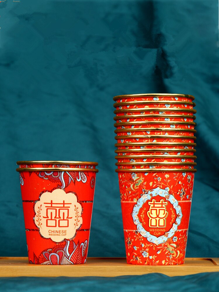 100 Stks/pak Bruiloft Gouden Folie Papier Cups Wegwerp Cups Bruiloft Benodigdheden Bruiloft Decoratie