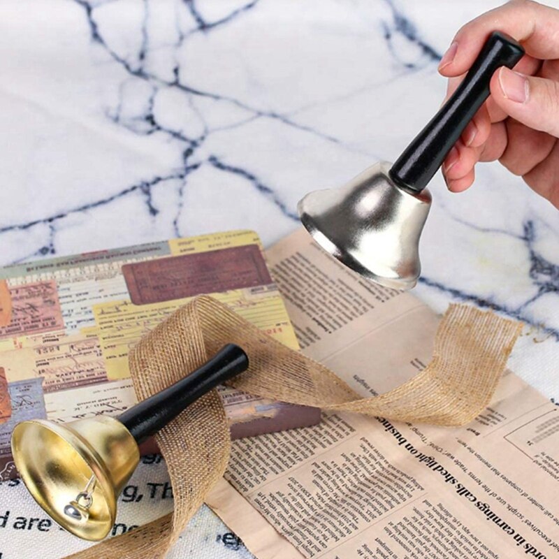 Hand Bells, 2PCS Call Bell Handheld Bell Service Bell Wedding Bell Dinner Bell for Christmas Rattle