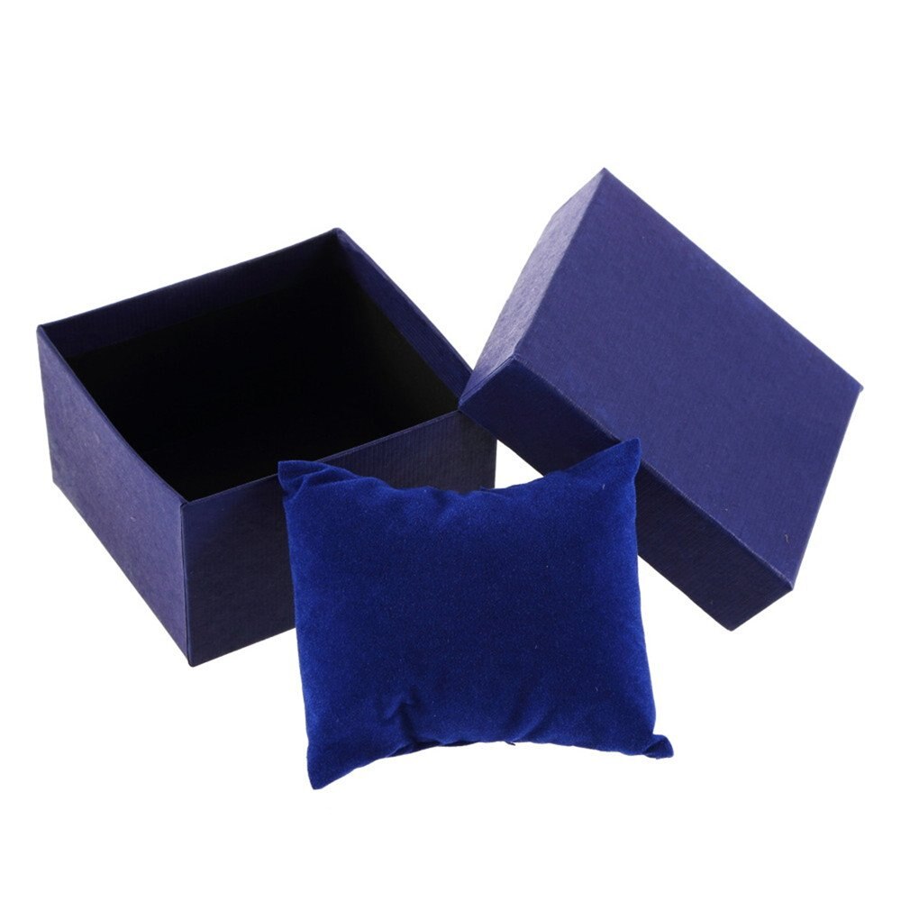 High-End Box Van Horloge Opslag Sieraden Opbergdoos Verpakking Boxsolid Kleur Doos Neutraal Papier Box Armband Armband Sieraden opslag: Blauw