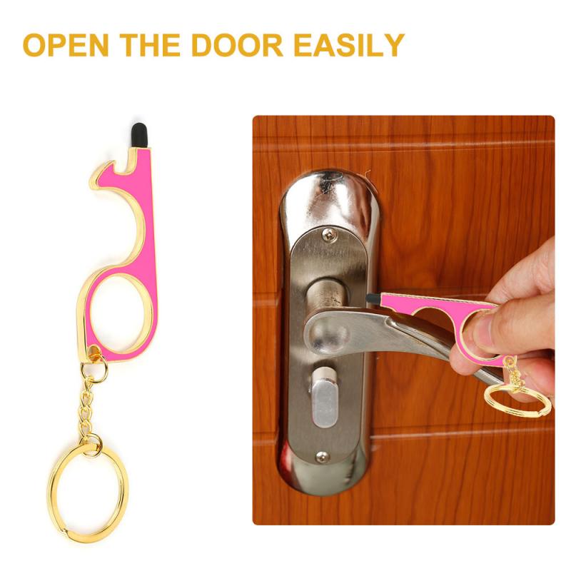 No Touch Open Door Tool Beer Trigger Touch Screen Key Chain Anti Contact Door Opener Tool Contactless Safe Elevator Artifact