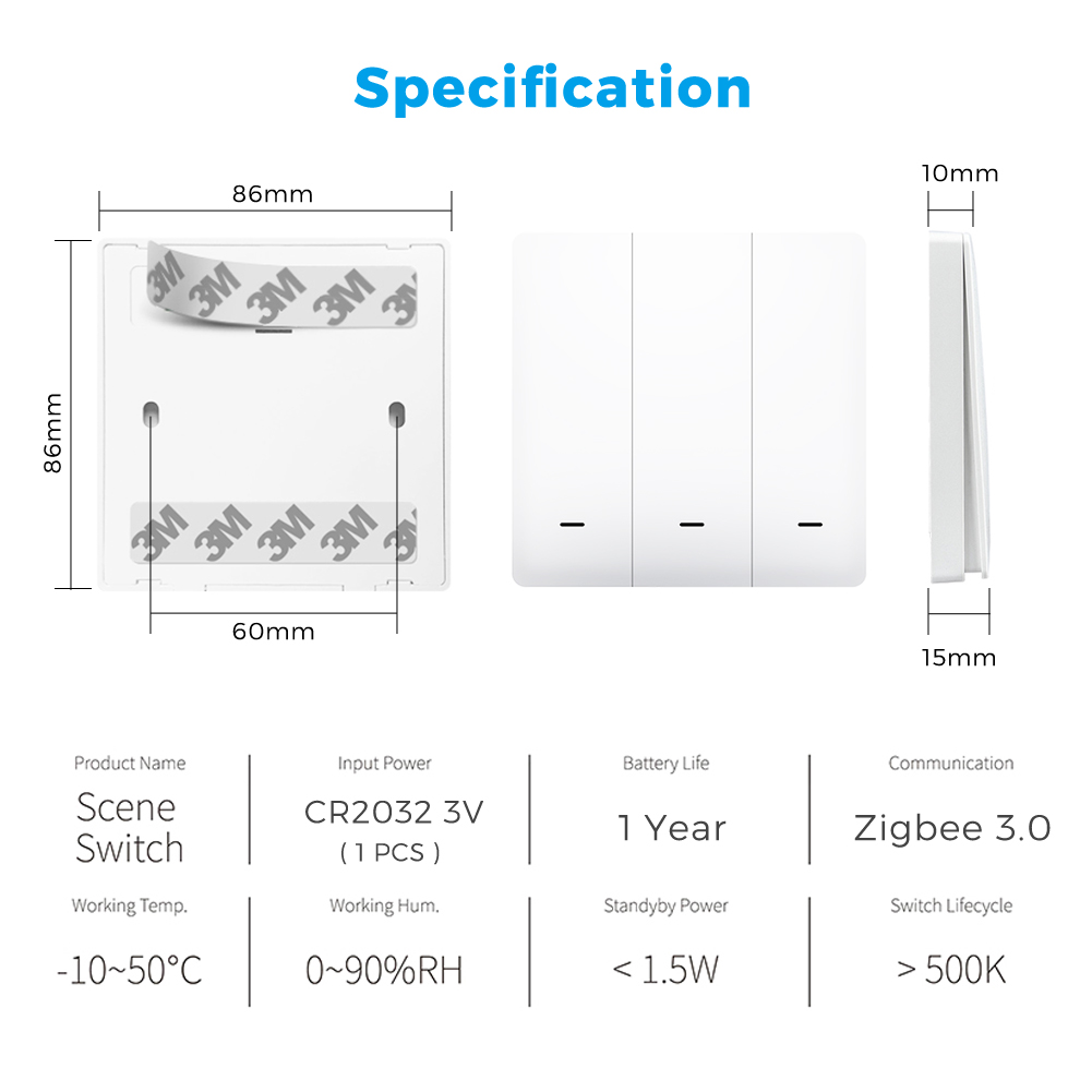 Tuya zigbee 3.0 bezprzewodowy przełącznik ścienny 1 2 pilotem zasilanym 3 , obsługa asystenta domowego przez zigbee 2 mqtt