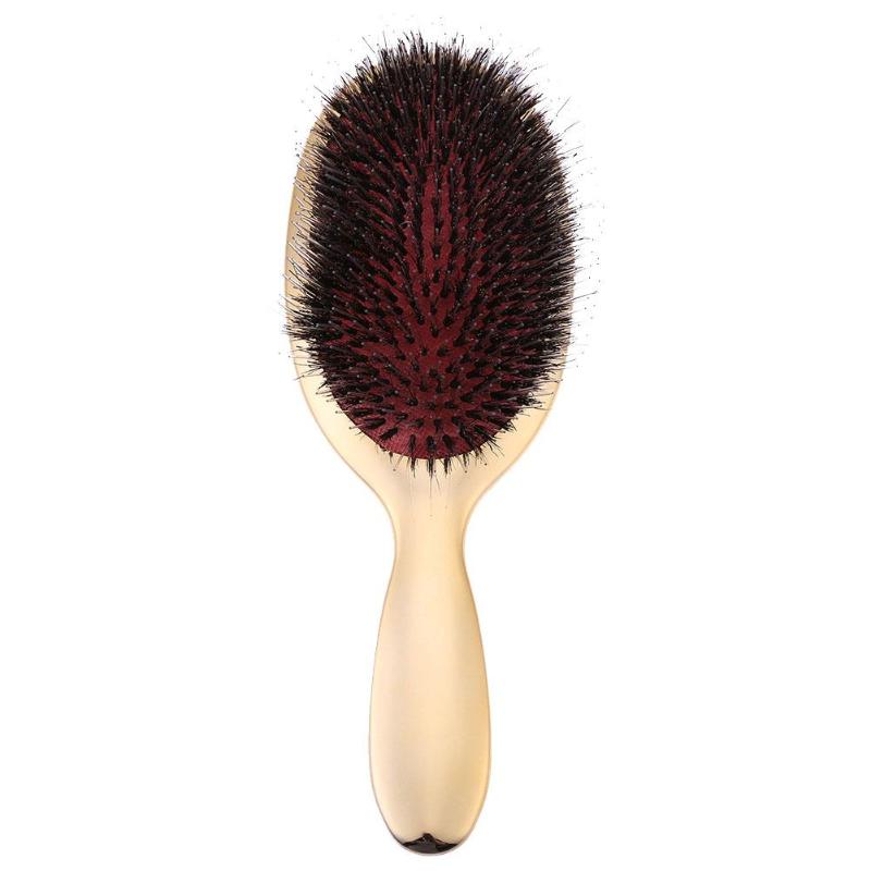 1pc Anti-Static Hair Brush Boar Bristle Hair Massage Air Cushion Comb Hairdressing Tool ABS Handle Hair Brush: Gold