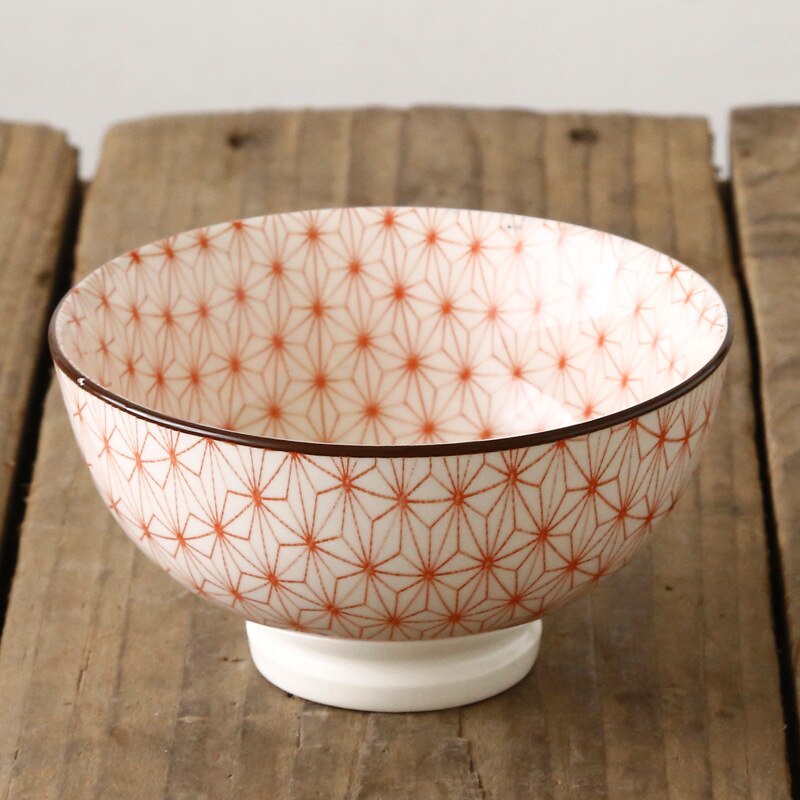 Nordic machine-printed under-glazed ceramic tableware Japanese 4.5-inch high-foot anti-scald soup bowl millet rice bowl: B-9