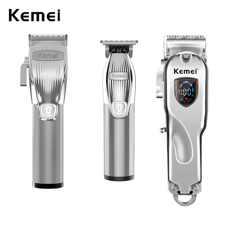 Kemei barbershop haartrimmer set 0mm trimmer elektrisch scheerapparaat finish machine set snoerloos/met snoer li-ion clip