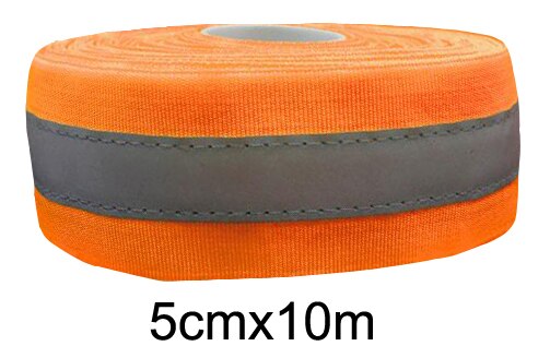 Sikkerhed lyst reflekterende stof sy på tøjbånd: 5 cmx 10m orange