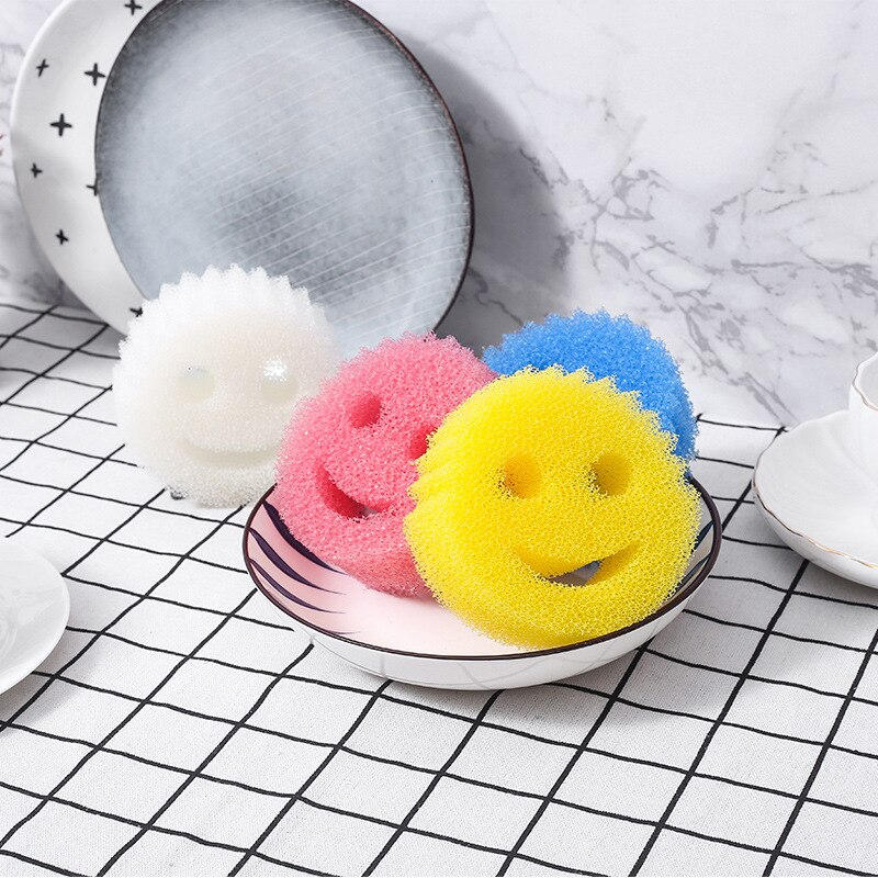 Brosse éponge magique Smiley, lave-vaisselle, , outils de nettoyage pour la cuisine et la maison, tampon à récurer puissant,