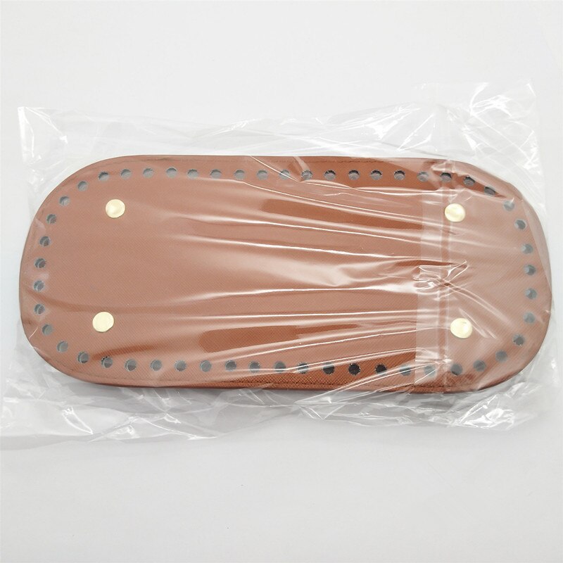 Fondo largo para bolsos de punto para mujer, accesorios de bolso de cuero PU, fondo hecho a mano, DIY, de ganchillo: Brown