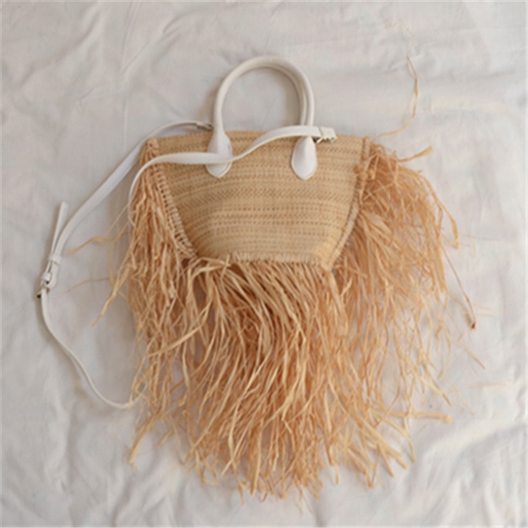 Merk kwast geweven raffia stro strandtas geweven schoudertas raffia cirkel rotan tassen bohemian zomer vakantie casual tas