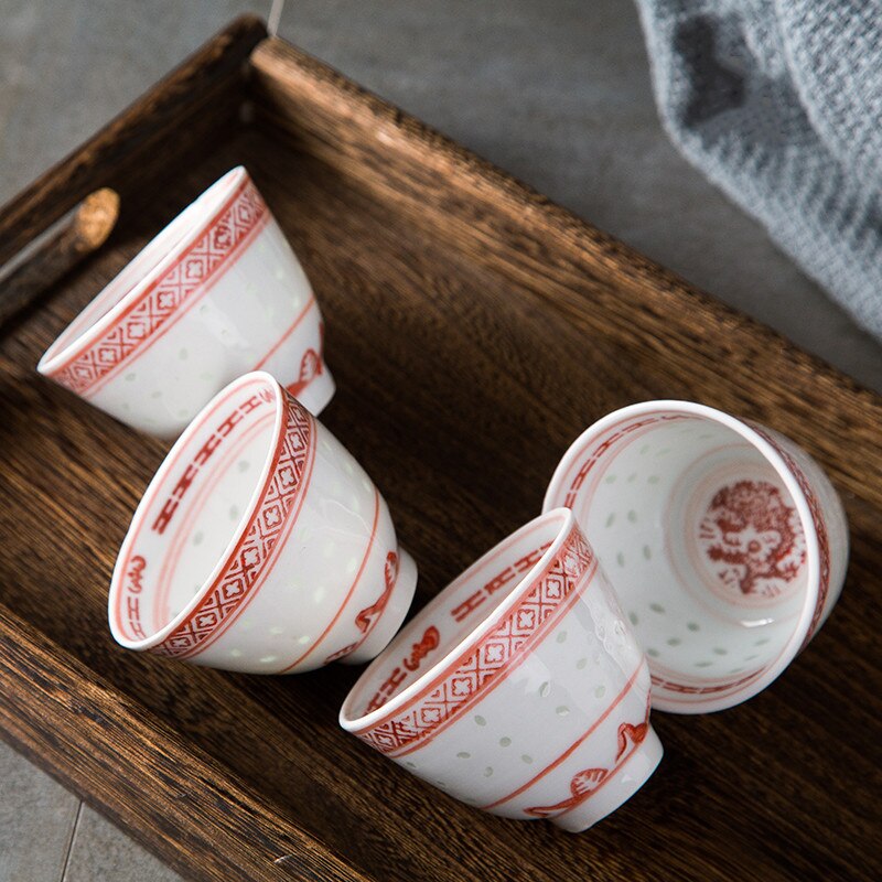 6.5inch Jingdezhen Ceramic Retro Red Dinner Plate Porcelain Dragon Dessert Plate Steak Fruit Dish Tea Cup Bowl Kitchen Tableware
