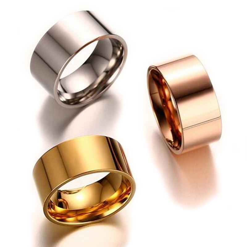 10mm Breedte Bruiloft Band Ring Voor Vrouwen Zilver Rose Goud-Kleur Rvs Vrouwelijke Sieraden Ring Nooit vervagen