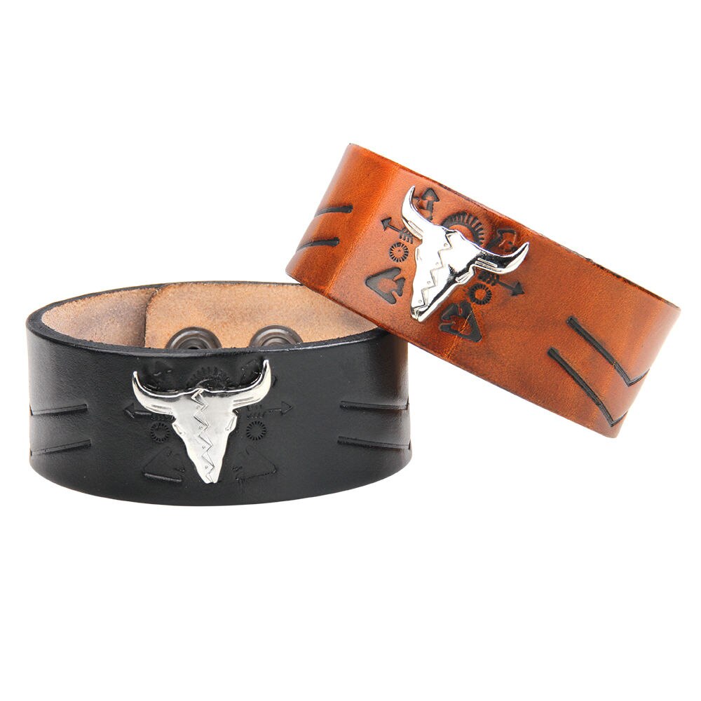 Geometriske brede lærarmbånd armbånd smykker legert metall armbånd sjarm blå perle armbånd til menn kvinner