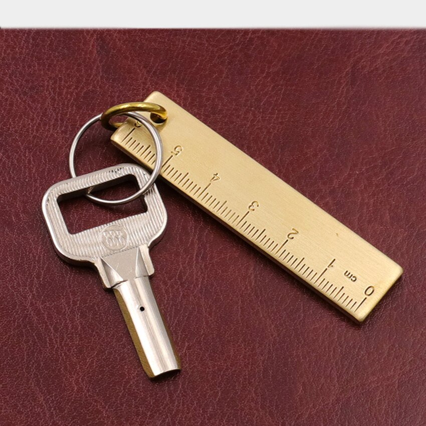 6cm Small Brass Ruler Retro Thick Metal Straight Ruler Measuring Tool Key Pendant Drawing Ruler for Woodworking Crafts DIY