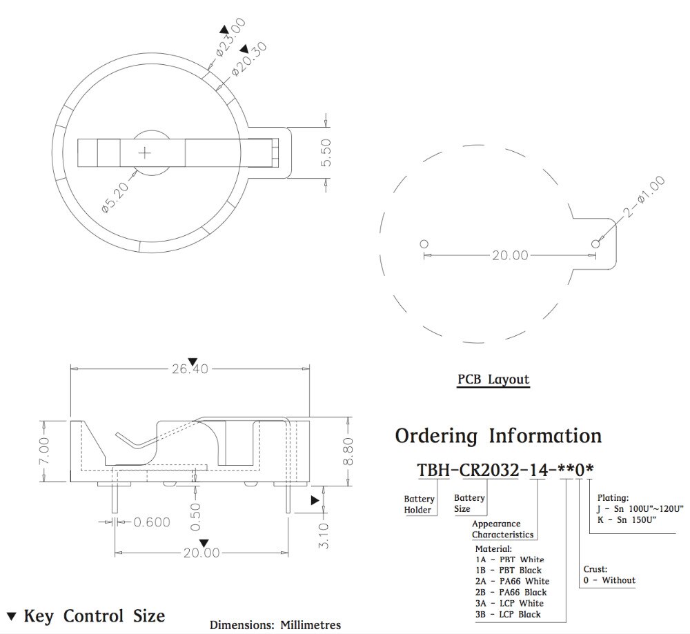 10 stück/lot  cr2032 batteriehalter -cr2032-14  cr2032 batterien
