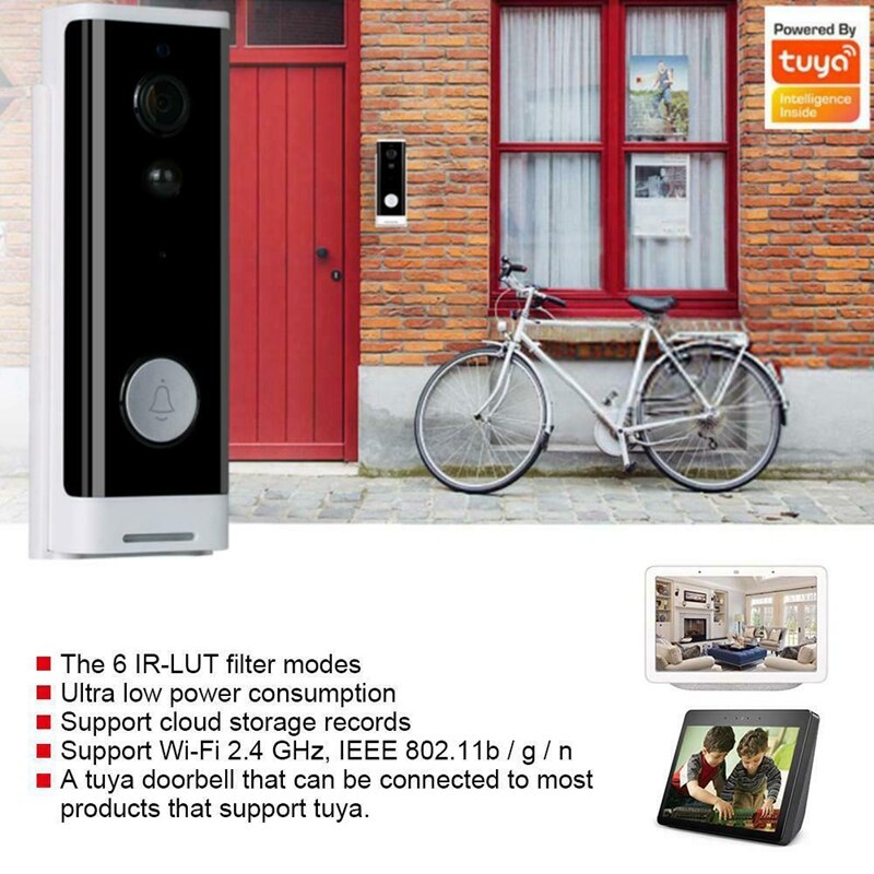 1080P Wifi Hd Draadloze Pir Monitor 2-Weg Intercom Camera Video Deurbel Werk Met Tuya Smart Leven Deur bell