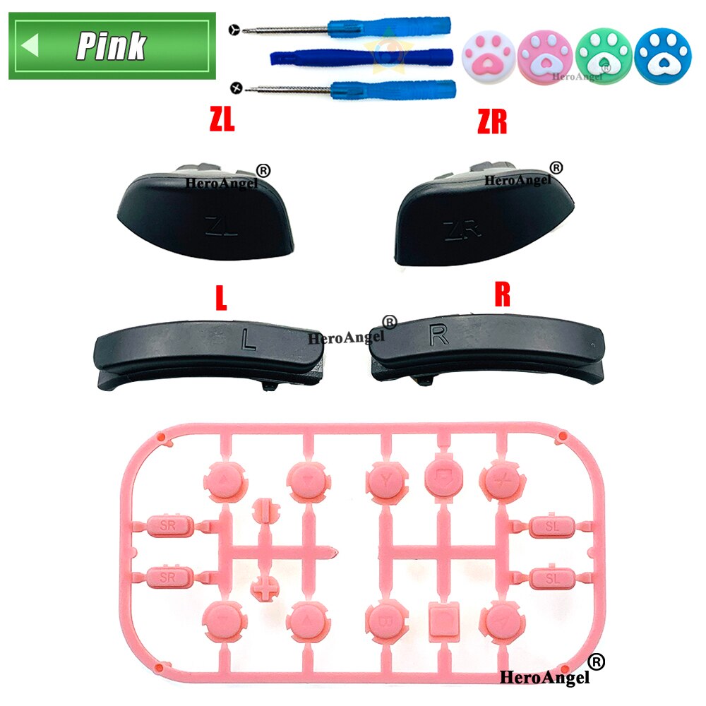 Replaceme ZL ZR L R Buttons Trigger Key Button for NS Nintendo Switch Pro Joy Con ABXY Controller Replacement Button Repair Part: Pink set